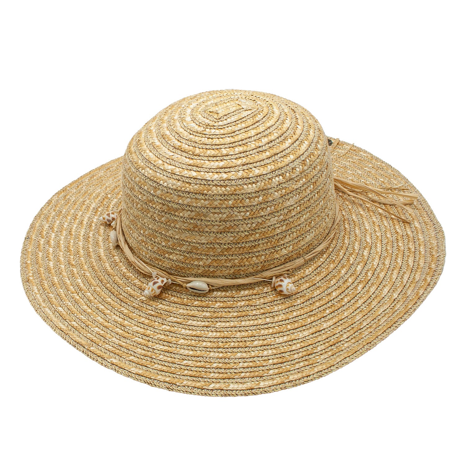 Montauk Braided Wheat Sea Shell Band Palm Beach Resort Hat Doba Default